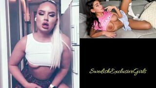 Norwegian Barbie rides and sucks dildo