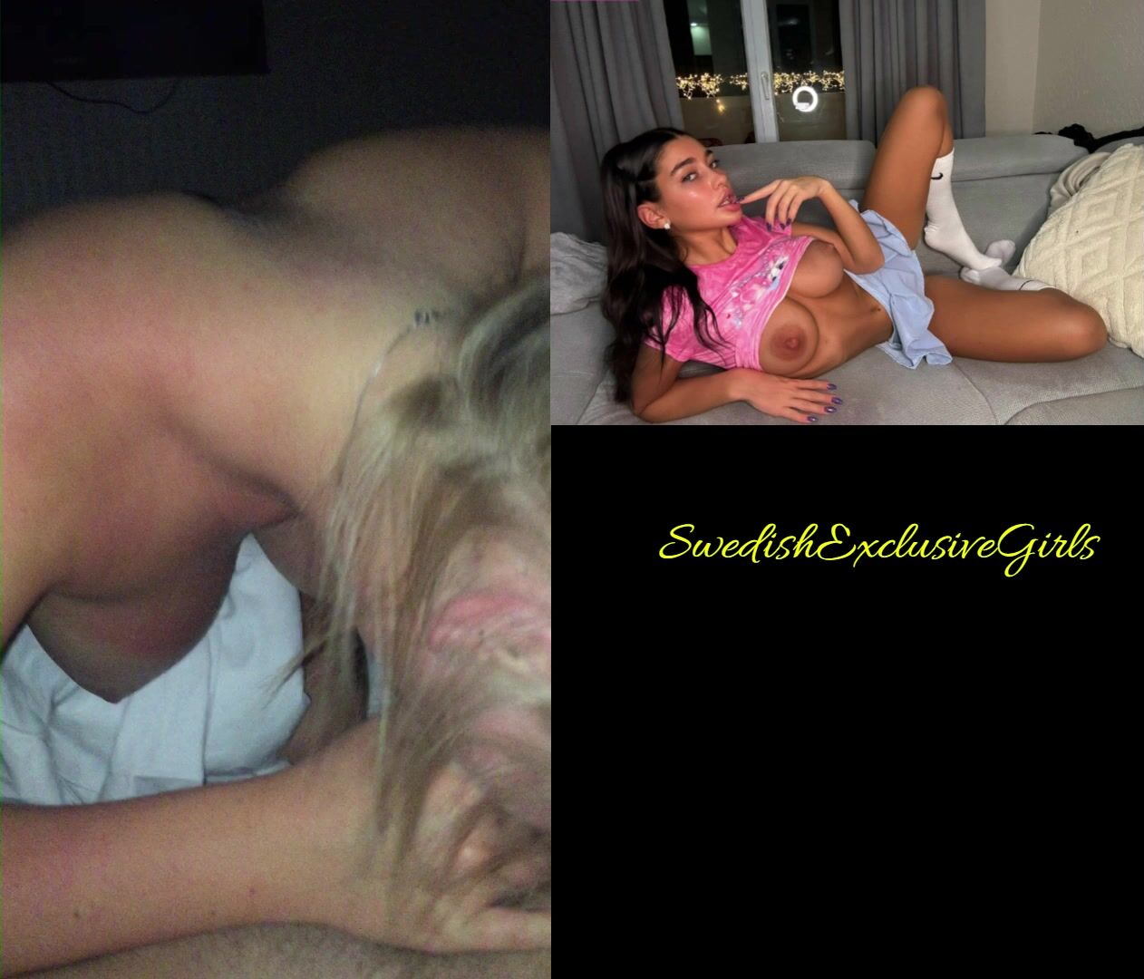 Unknown sexy blonde gives a Blowjob