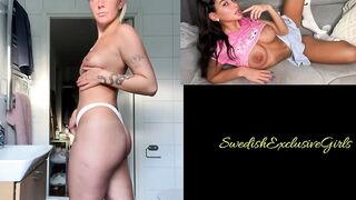 Swedish Tattooed Pierced Babe Ida Olofsson showing her naked tight body in bathroom 4