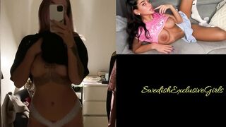 Swedish Tattoed Babe Ida Olofsson showing her big tits in mirror