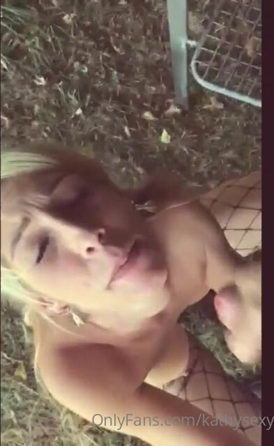 German Amateur Blonde Kathy Stanienda Swallowing Cum Outdoors