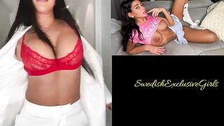 Norwegian Babe Melina Johnsen Stripping to fully nude showing her sexy tight  body