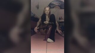 Angelica Lindholm hard dildo masturbation on the floor