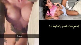 Swedish Tattooed Youtuber Letting Her BF Touches Her Big Tits Laying In Bed