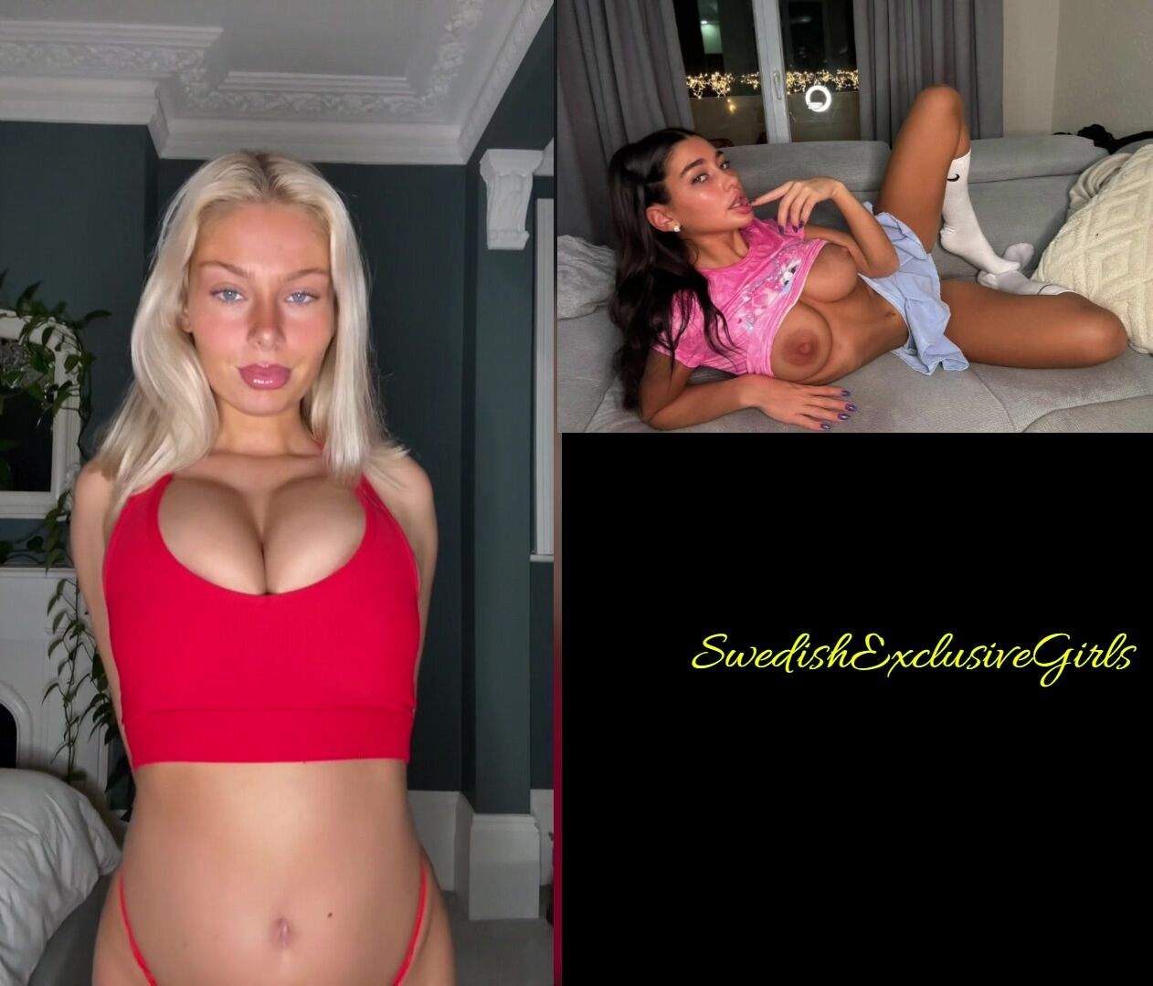 Swedish ThatYoungBlonde Bouncing  Her Perfect Big Tits With & Without Her Top