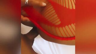 Caroline Nitter Doggy In Red Dress