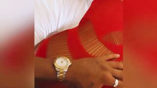 Caroline Nitter Doggy In Red Dress