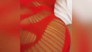 Caroline Nitter Doggy In Red Dress