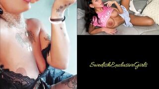 Swedish Tattooed Milf Nennefriisk Blowjob Dildo & Pussy Masturbation