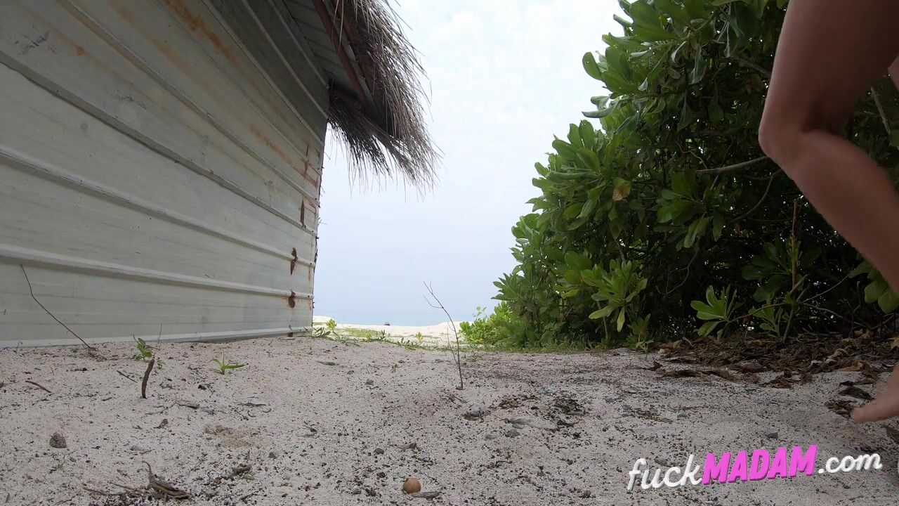 Blonde Solo Girl in the Jungle Strips by the Ocean