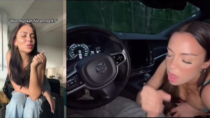 Svensk tiktoker i Volvo