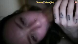 Swedish Tattooed Babe Daniella Blowjob & Doggystyle