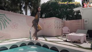 Swedish Tattooed Babe Cleo Kinnaman Naked By The Pool Sexy Striptease