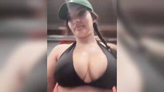 Swedish Camgirl MissBellNoire Sexy Workout Big Tits