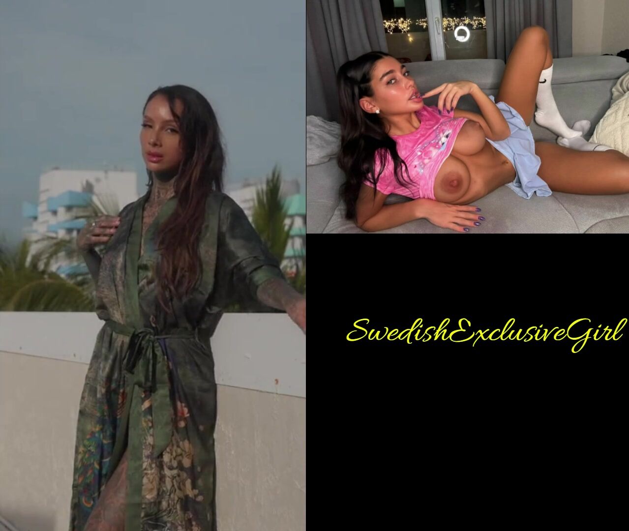 Swedish Tattooed Babe Cleo Kinnaman Smoking Hot Striptease & Shaking Her Ass