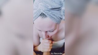 Finnish Milf Giving BJ After Shower