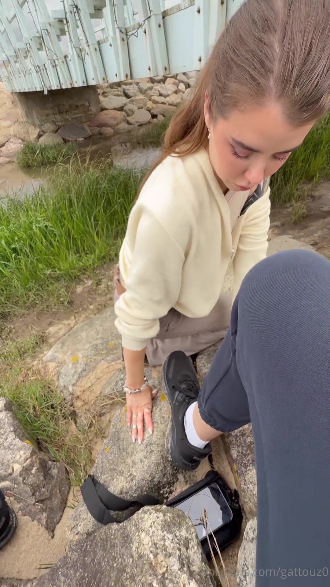 Eden Ivy - Deepthroating Big White Cock Outdoors