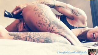 Swedish Muscular Tattooed Babe MissBiceps Masturbates Her Tight Pussy From Behind