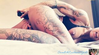 Swedish Muscular Tattooed Babe MissBiceps Masturbates Her Tight Pussy From Behind
