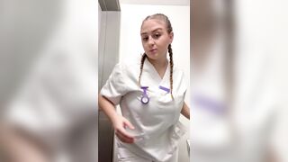 Swedish Mimmi Flashing Her Big Tits At Work