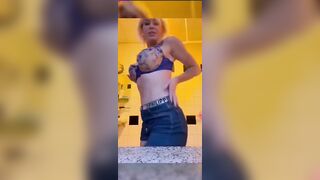 Norwegian Blonde Strips Naked And Fucks Pussy With Big Dildo