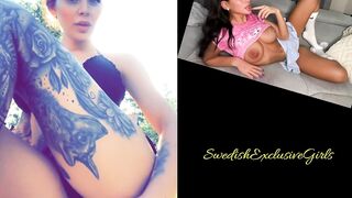 Swedish Tattooed Babe Julia Cinder Flashing Her Tight Pussy In Public & Rubbing It