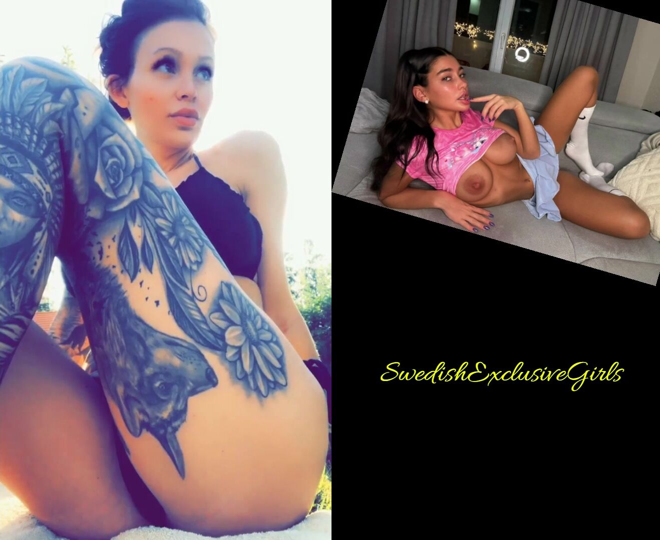 Swedish Tattooed Babe Julia Cinder Flashing Her Tight Pussy In Public & Rubbing It