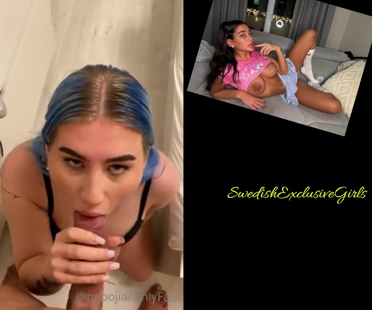 Norwegian Blue/Pink Haired Girl Nooojia Awesome Blowjob & Facial Cumshot
