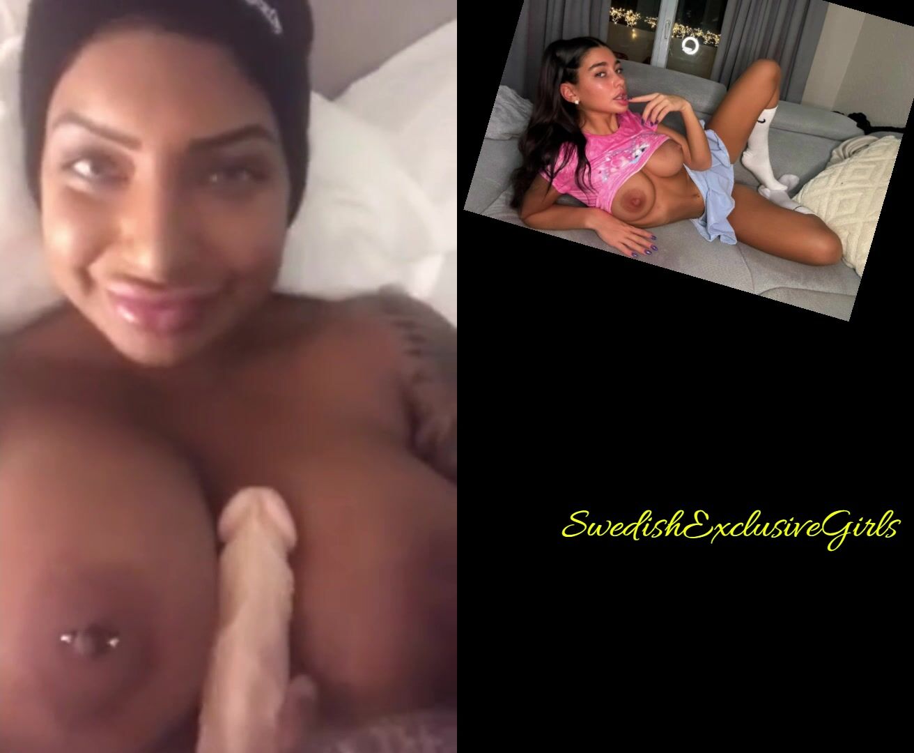 Swedish Tattooed Bombshell Sandra Mehio Dildo Between Her Big Tits & Blowjob