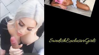 Swedish Blonde Babe Nicci Azzy Risky Blowjob In Public & Facial Cumshot