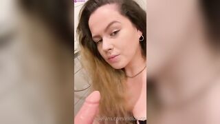 Norwegian Slut Linn Sucking Dildos in Bathroom