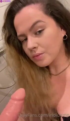 Norwegian Slut Linn Sucking Dildos in Bathroom