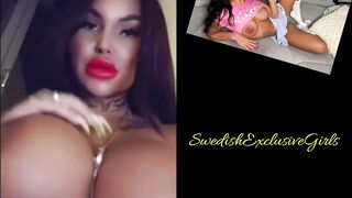 Swedish Bombshell Linnejha Touching Her Big Tits