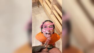 Lamhard Giving Blowjob In Velma Cosplay And Gets Cum on Glasses