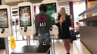 Swedish Slut Caught Flashing in McDonalds