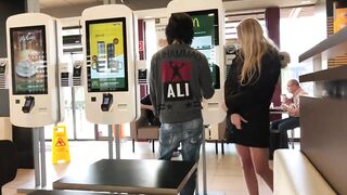 Swedish Slut Caught Flashing in McDonalds