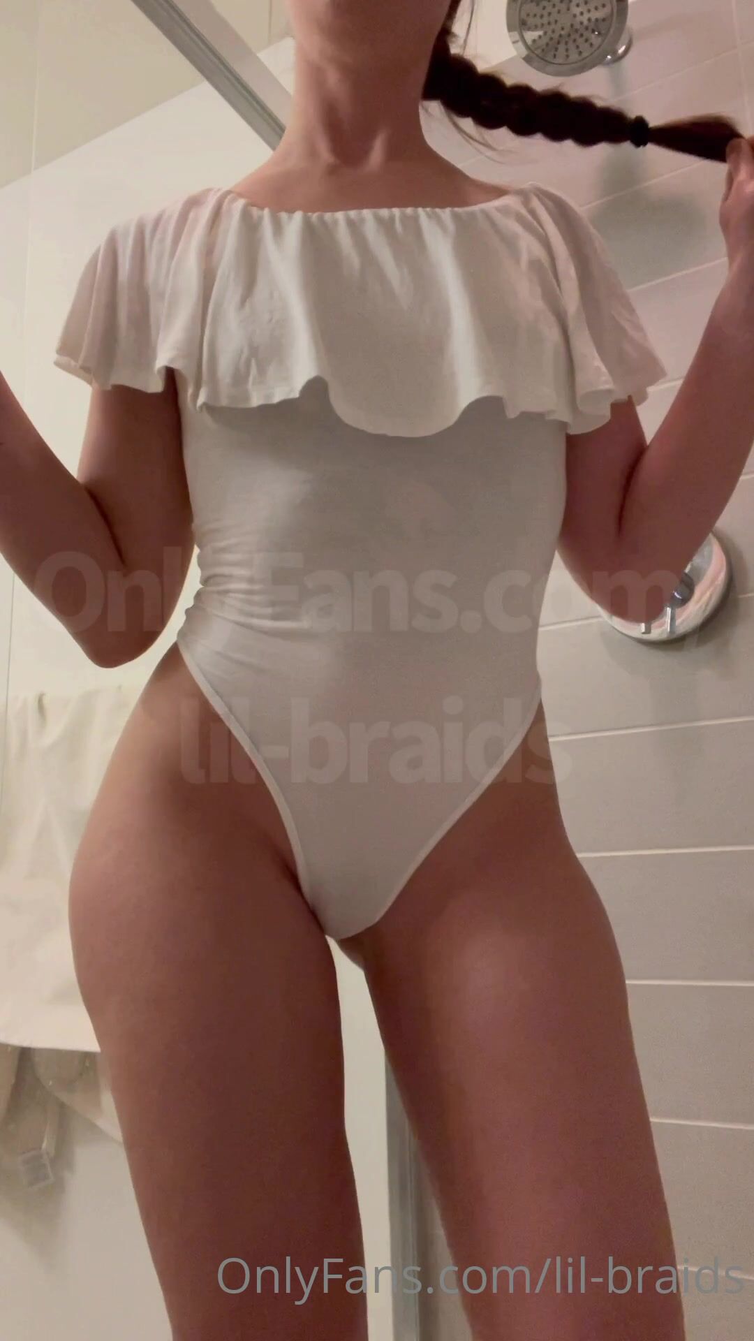 Lil Braids In The Shower With Wet Dress