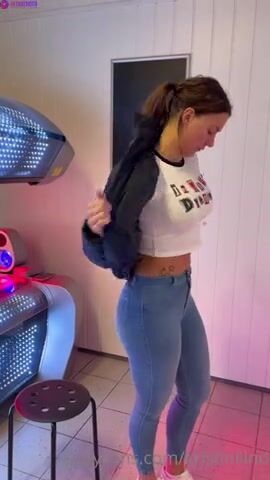 Norwegian Babe Kristin Lind Sexy Striptease Naked In Solarium