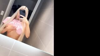 Norwegian Babe Iselin Michelsen Flashing Her Big Sexy Tits In Mirror