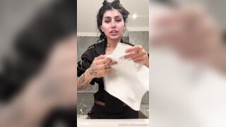 Mia Khalifa Wearing Hot Track Jacket And Stripping Naked