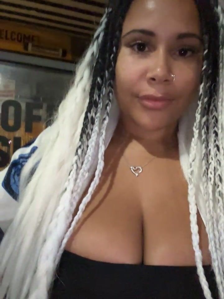 Swedish Ebony Babe Flashing Her Big Sexy Tits In Public At Night Livestream