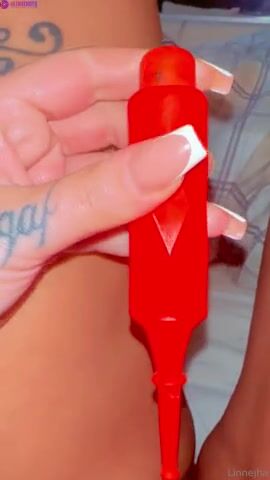 Linnejha plays with small vibrator