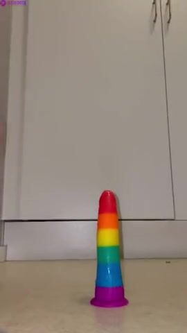Swedish Babe Nell Kronberg Riding Rainbow Dildo