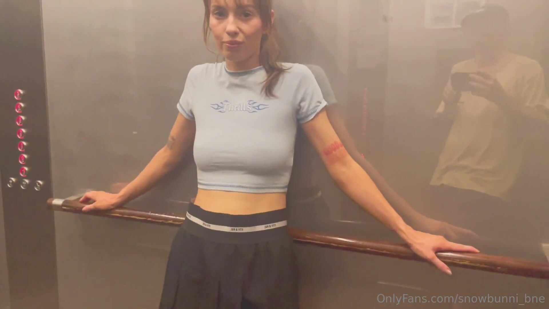 Snow Bunni - Risky Fuck in Public Elevator And Bathroom