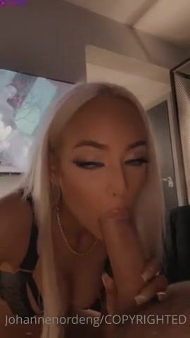 Norwegian Babe Johanne Nordeng Hot Blowjob Ends With Facial Cumshot