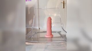 Norwegian Babe Vaniljaface Riding Dildo On Glass Table Part 2