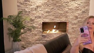 Blonde Busty Milf Fucked By The Fireplace