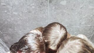 Danish Lesbian Foursome Kissing In Shower