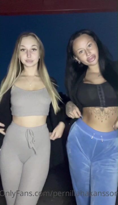 Nathalie Isberg and friend stripping outdoors