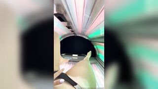 Swedish Lilymaes masturbation in sunbed